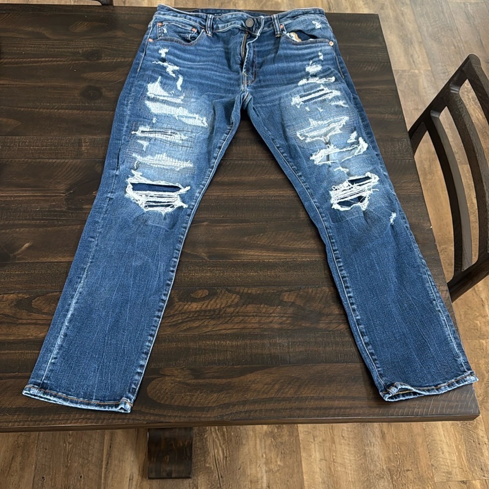 American Eagle Ripped Indigo Slim Jeans